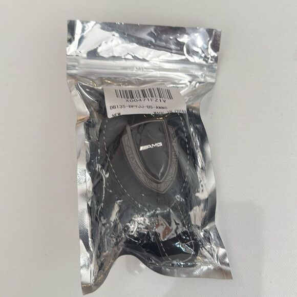 AMG Mercedes Sunglass Holder for Car with Logo Black PU Leather NWT - Picture 10 of 10